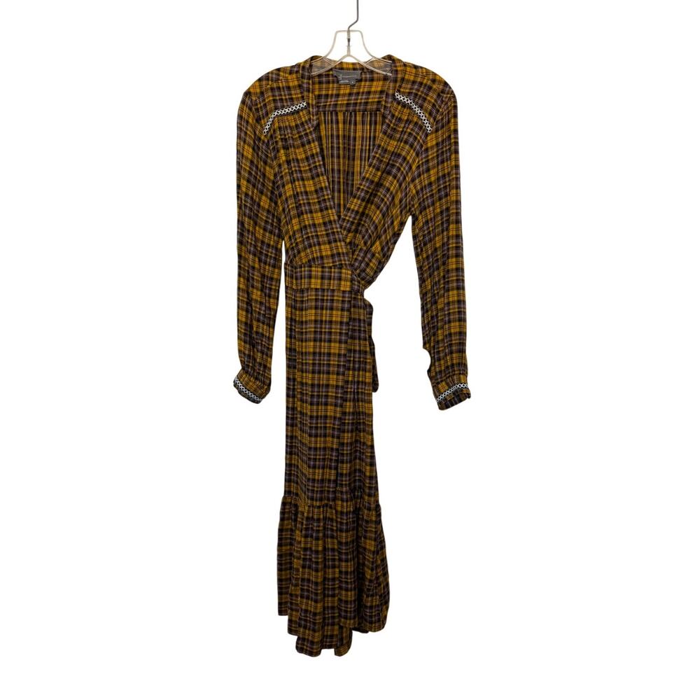 Anthropologie Women's Plaid Wrap Maxi Dress